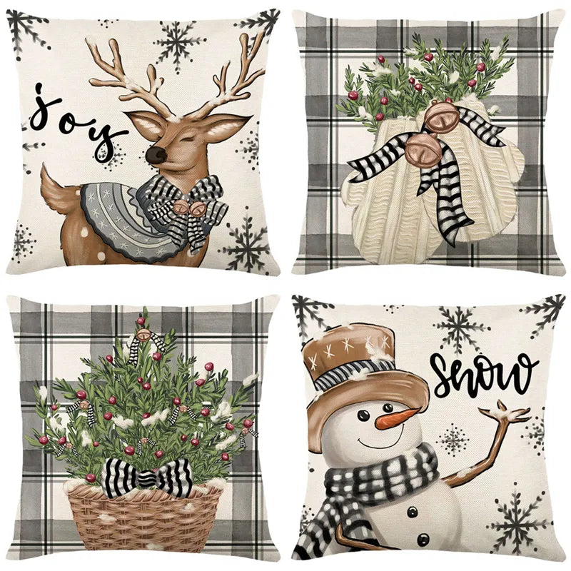 Classic Linen Christmas Pillow Case/Covers