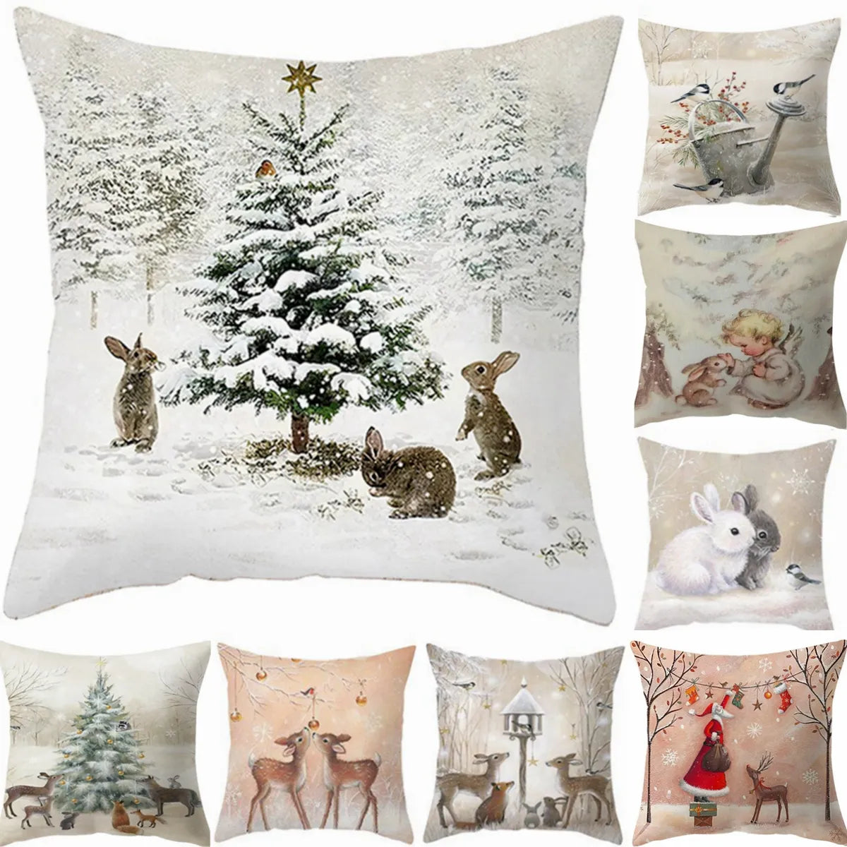 Modern Linen Christmas Pillow Case/Covers