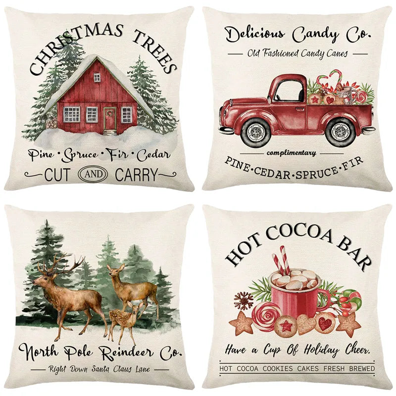 Classic Linen Christmas Pillow Case/Covers